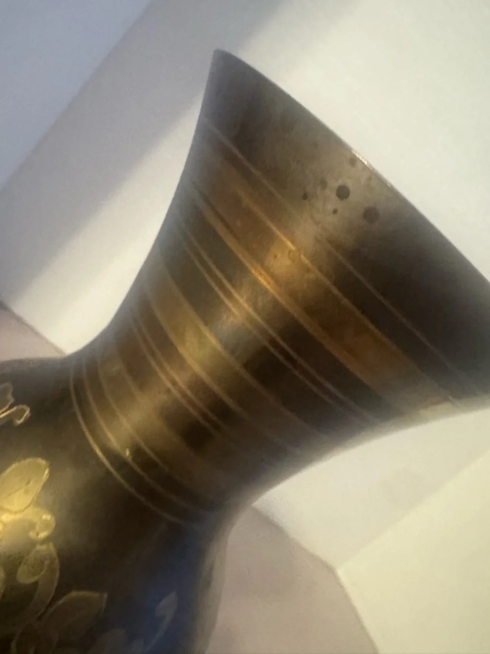 Solid Brass Vase Etched KOI Fish Made in India